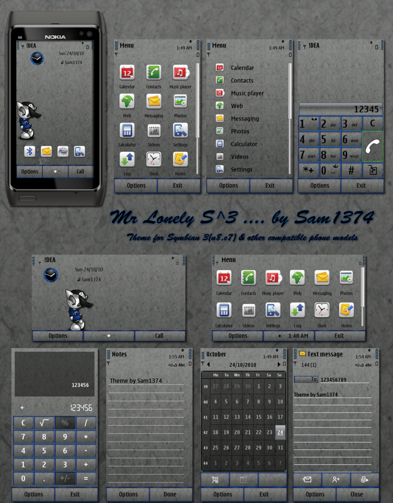 Mr Lonely S^3 Symbian^3 Themes for Nokia N8 Nokia C7 Nokia C6 01 and Nokia E7